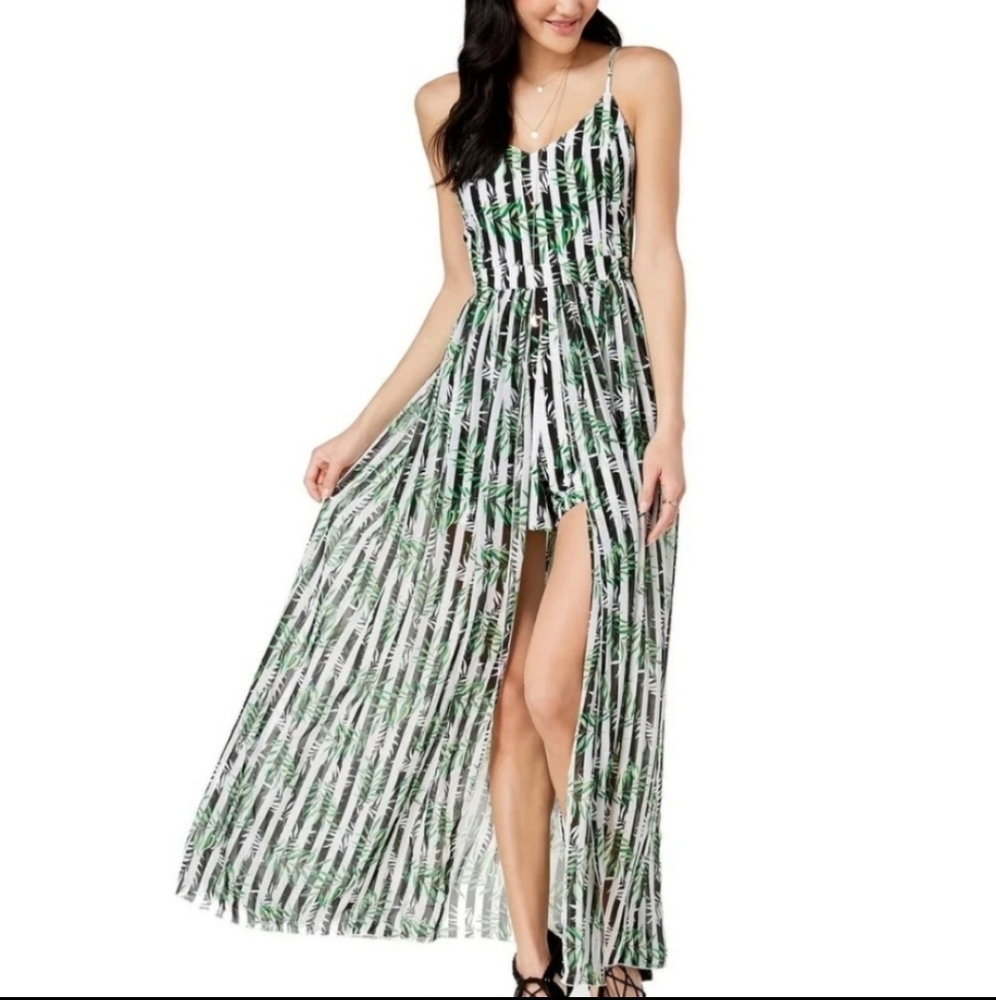 Romper with sheer overlay